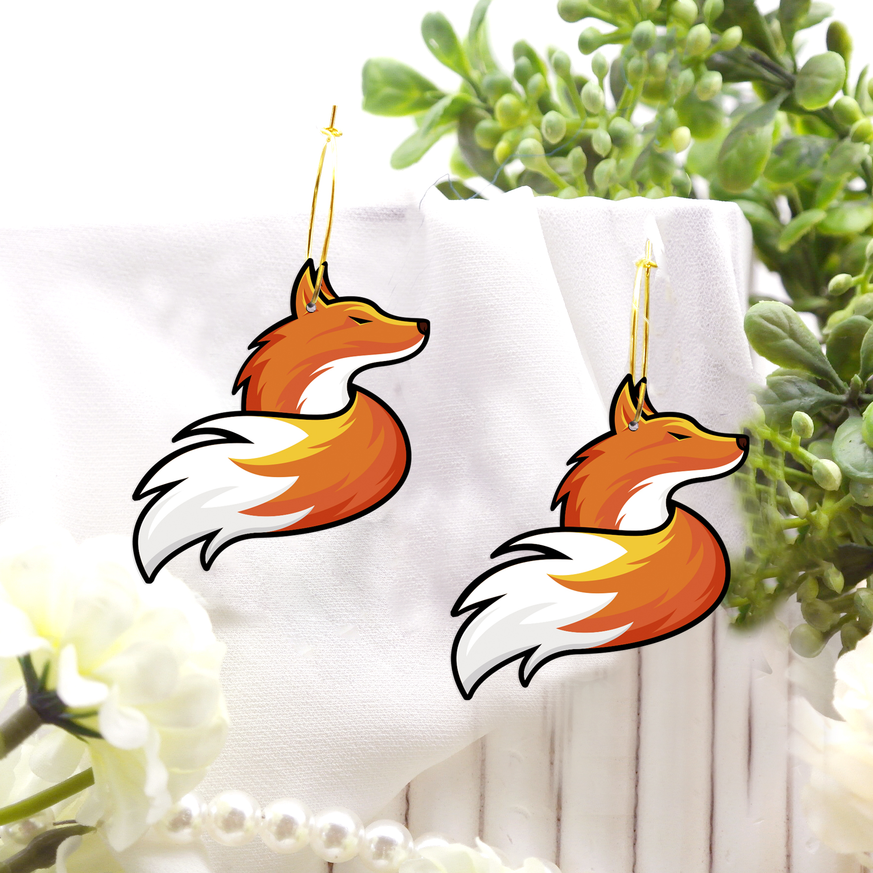 2pcs Handmade Jewelry Making Supplies Beads Cut Wooden Fox Charm For DIY Necklace Earring Brooch (WE360)