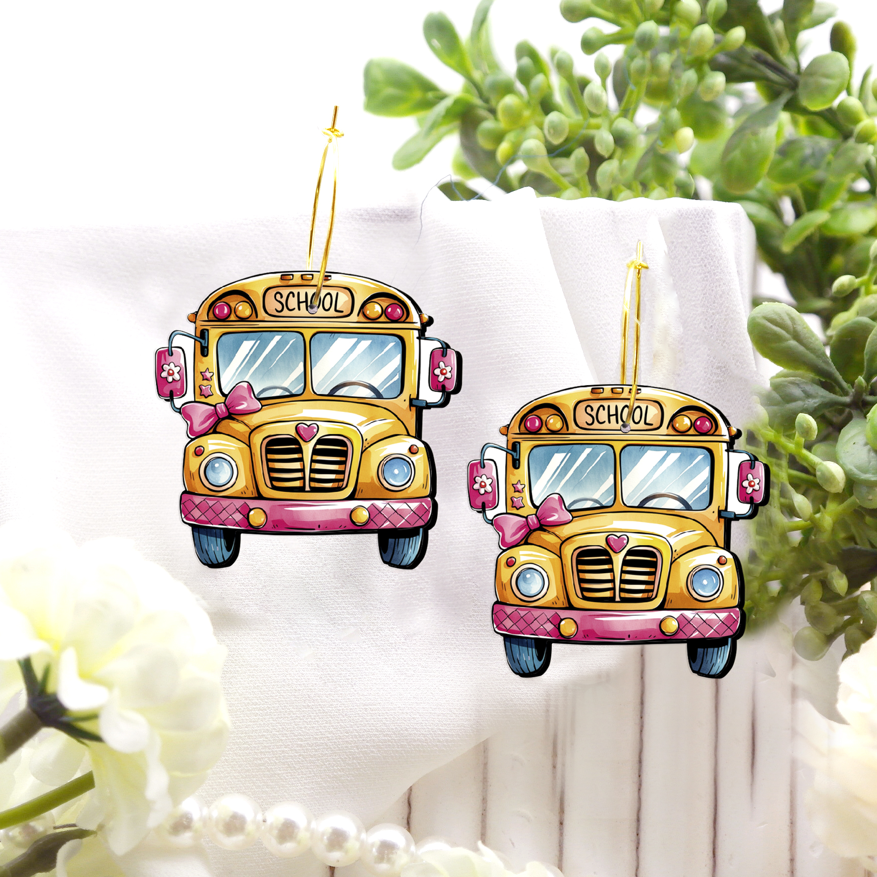 2pcs Handmade Jewelry Making Supplies Beads Cut Wooden Yellow school bus Charm For DIY Necklace Earring Brooch (WE346)