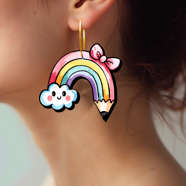 2pcs Handmade Jewelry Making Supplies Beads Cut Wooden Rainbow Charm For DIY Necklace Earring Brooch (WE347)