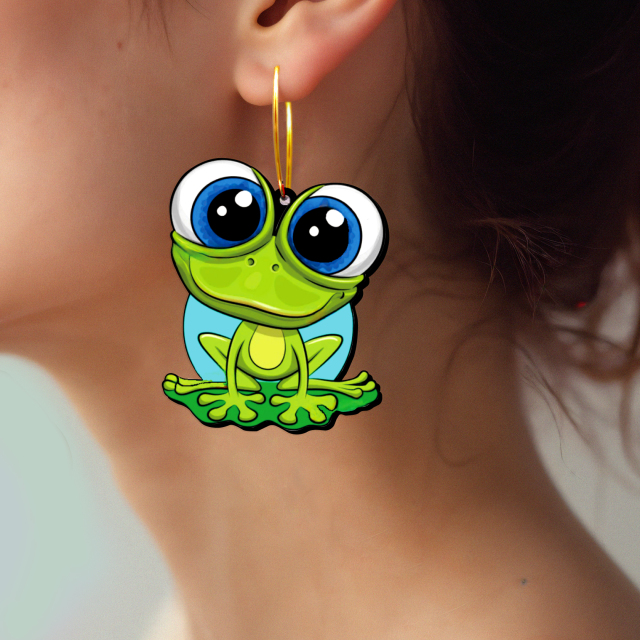 2pcs Handmade Jewelry Making Supplies Beads Cut Wooden Big-eyed cute frog Charm For DIY Necklace Earring Brooch (WE349)