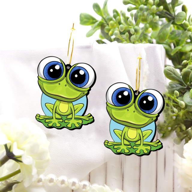 2pcs Handmade Jewelry Making Supplies Beads Cut Wooden Big-eyed cute frog Charm For DIY Necklace Earring Brooch (WE349)