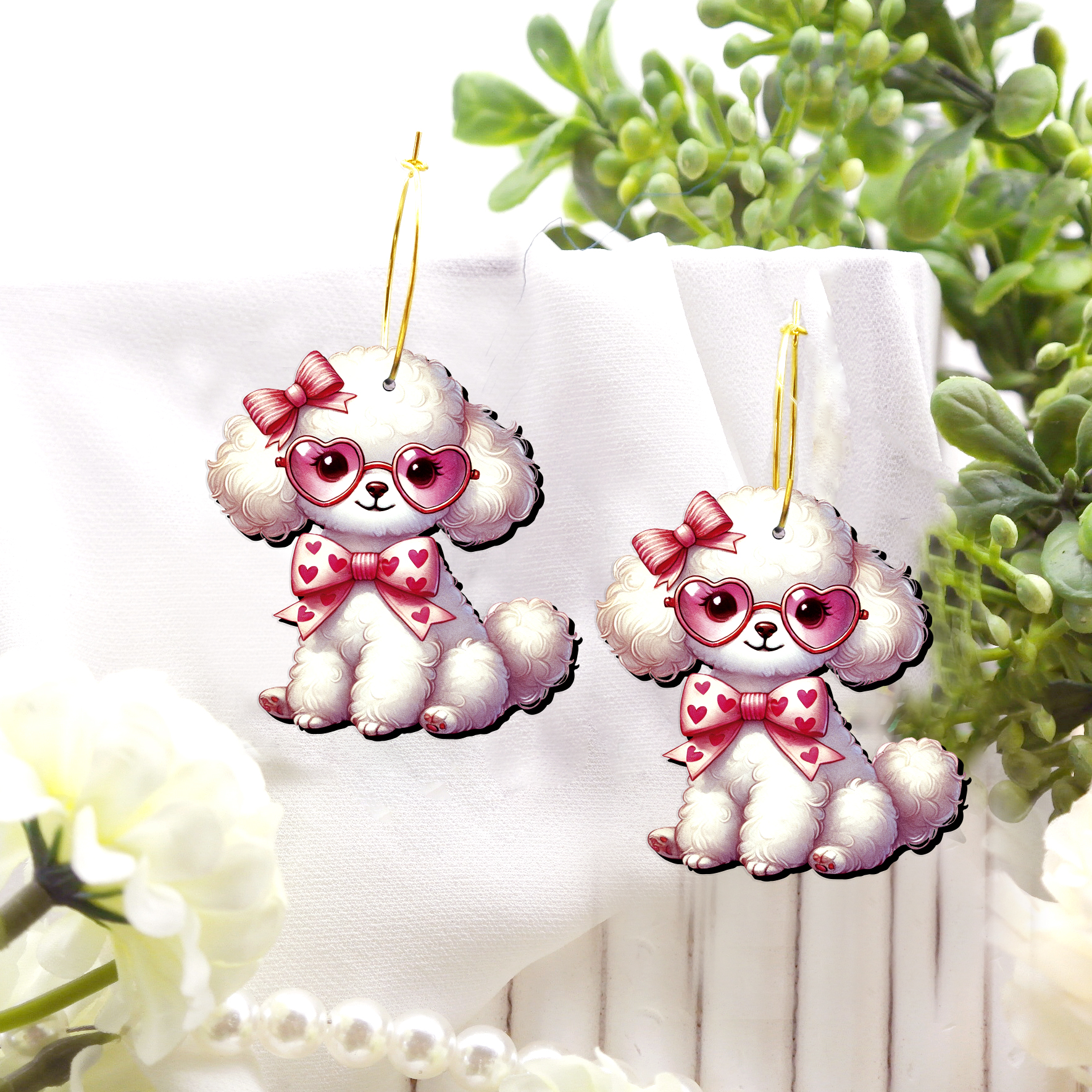 2pcs Handmade Jewelry Making Supplies Beads Cut Wooden Dog Charm For DIY Necklace Earring Brooch (WE351)