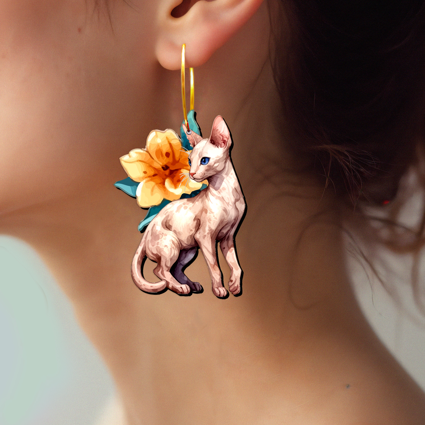 2pcs Handmade Jewelry Making Supplies Beads Cut Wooden Cat Charm For DIY Necklace Earring Brooch (WE364)