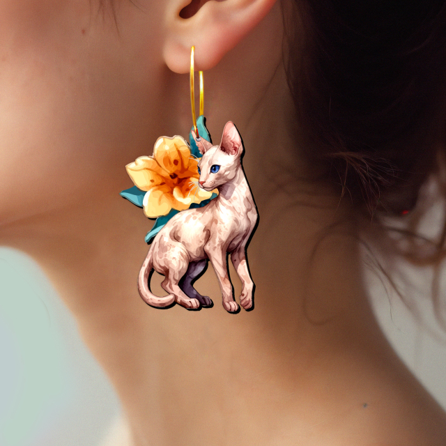 2pcs Handmade Jewelry Making Supplies Beads Cut Wooden Cat Charm For DIY Necklace Earring Brooch (WE364)
