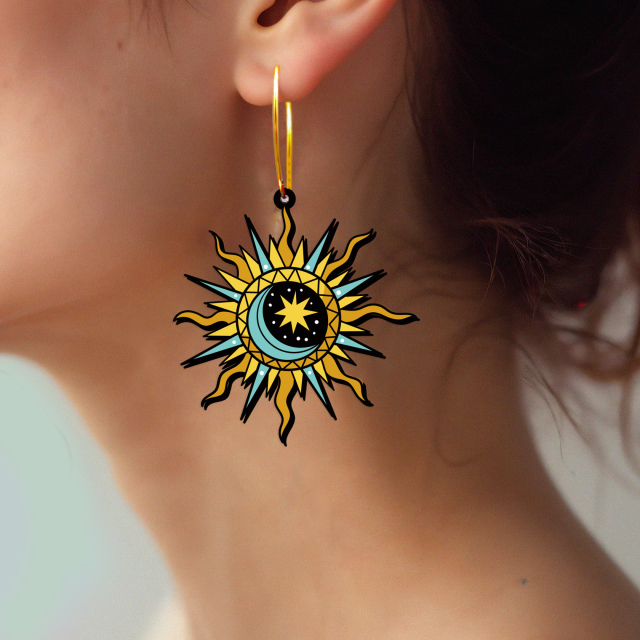 2pcs Handmade Jewelry Making Supplies Beads Cut Wooden Sun Charm For DIY Necklace Earring Brooch (WE365)