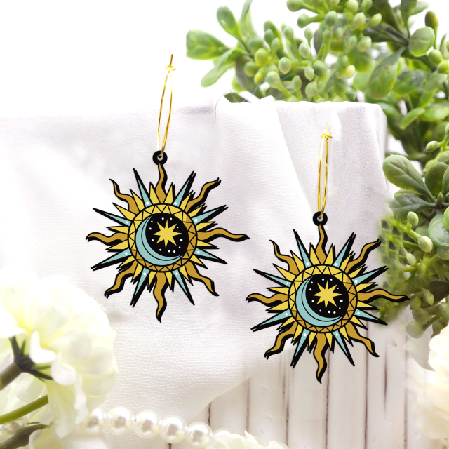 2pcs Handmade Jewelry Making Supplies Beads Cut Wooden Sun Charm For DIY Necklace Earring Brooch (WE365)