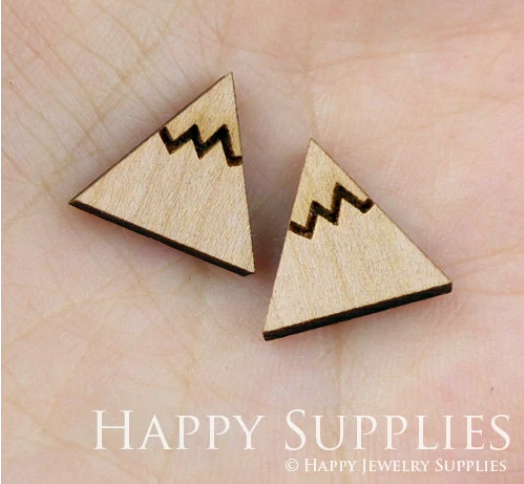 4pcs Handmade Jewelry Making Supplies Wooden Charm, DIY Necklace Earrings Brooch, Laser Cut Mountain Wooden Charms, Mini Wooden Charms (SWC09)