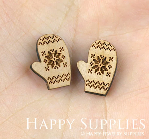 4pcs Handmade Jewelry Making Supplies Wooden Charm, DIY Necklace Earrings Brooch, Laser Cut Wooden Charms, Mini Wooden Charms (SWC117)