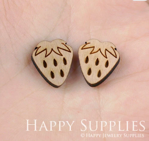 4pcs Handmade Jewelry Making Supplies Wooden Charm, DIY Necklace Earrings Brooch, Laser Cut Wooden Charms, Mini Wooden Charms (SWC14)