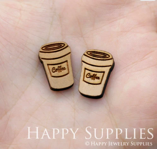 4pcs Handmade Jewelry Making Supplies Wooden Charm, DIY Necklace Earrings Brooch, Laser Cut Wooden Charms, Mini Wooden Charms (SWC183)