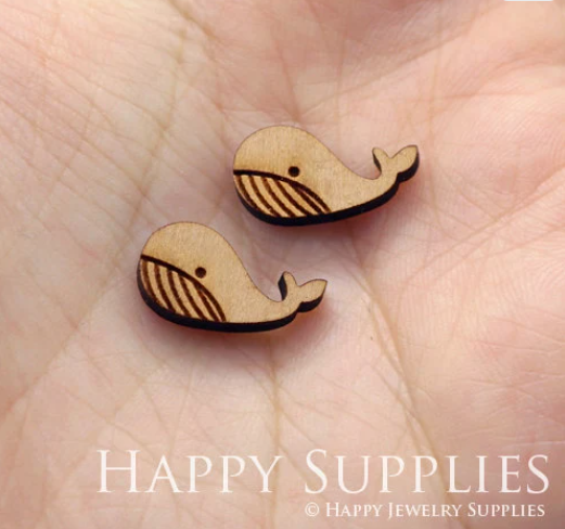 4pcs Handmade Jewelry Making Supplies Wooden Charm, DIY Necklace Earrings Brooch, Laser Cut Wooden Charms, Mini Wooden Charms (SWC185)
