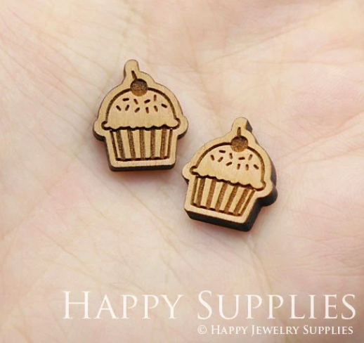 4pcs Handmade Jewelry Making Supplies Wooden Charm, DIY Necklace Earrings Brooch, Laser Cut Wooden Charms, Mini Wooden Charms (SWC242)