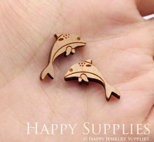 Handmade Jewelry Making Supplies Beads Cut Wooden Charm, DIY Necklace Earrings Brooch, Laser Cut Wooden Charms, Mini Wooden Charms (SWC317)