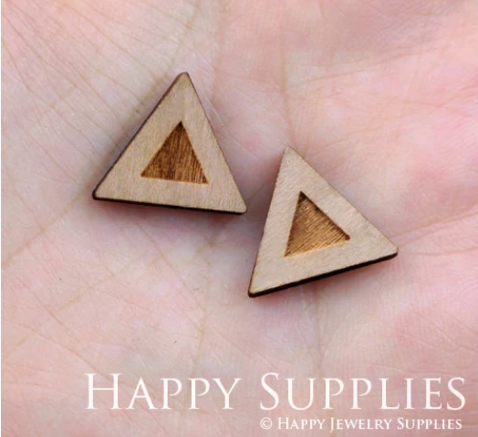 4pcs Handmade Jewelry Making Supplies Wooden Charm, DIY Necklace Earrings Brooch, Laser Cut Triangle Wooden Charms, Mini Wooden Charms (SWC56)