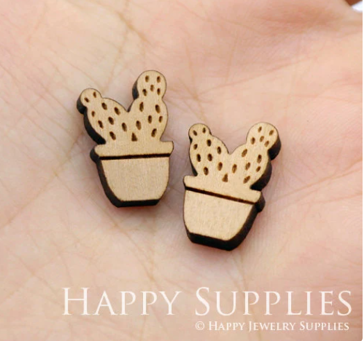 4pcs Handmade Jewelry Making Supplies Beads Cut Wooden Charm, DIY Necklace Earrings Brooch, Laser Cut Wooden Charms, Mini Wooden Charms (SWC82)
