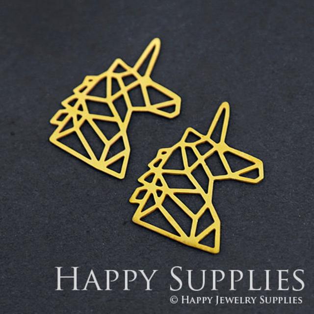 2pcs Brass Jewelry Charms, Geometry Unicorn Raw Brass Earring Charms, Brass Jewelry Pendants, Raw Brass Jewelry Findings, Brass Pendants Jewelry Wholesale (RD254)