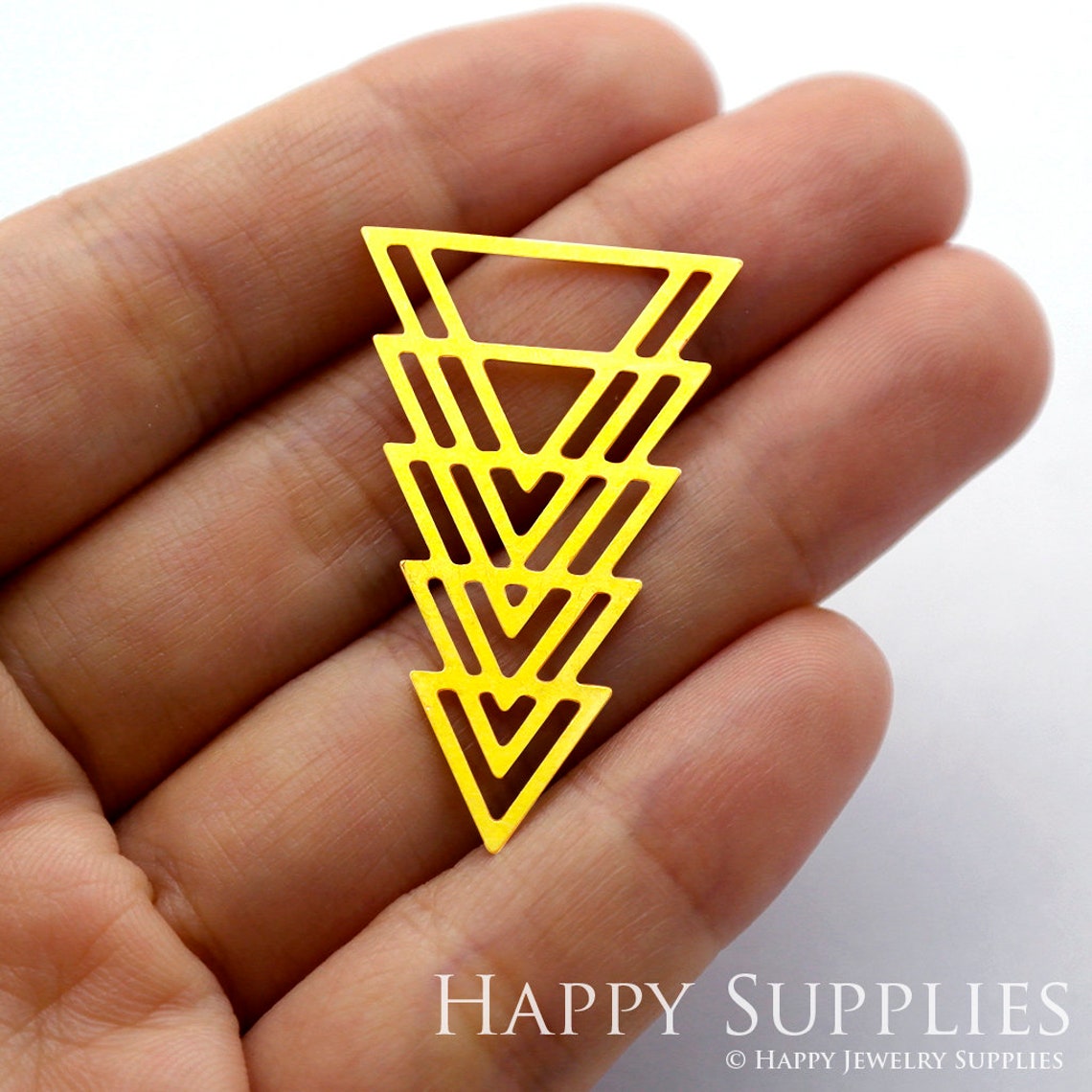 2pcs Brass Jewelry Charms, Triangle Tower Geometry Raw Brass Earring Charms, Brass Jewelry Pendants, Raw Brass Jewelry Findings, Brass Pendants Jewelry Wholesale (RD279)