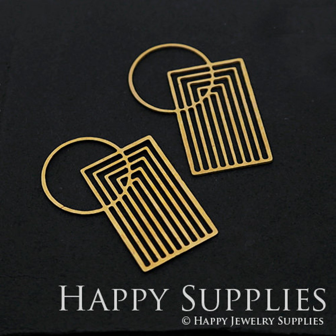 2pcs Brass Jewelry Charms,Circle Rectangle Geometric Raw Brass Earring Charms, Brass Jewelry Pendants, Raw Brass Jewelry Findings, Brass Pendants Jewelry Wholesale (RD310)