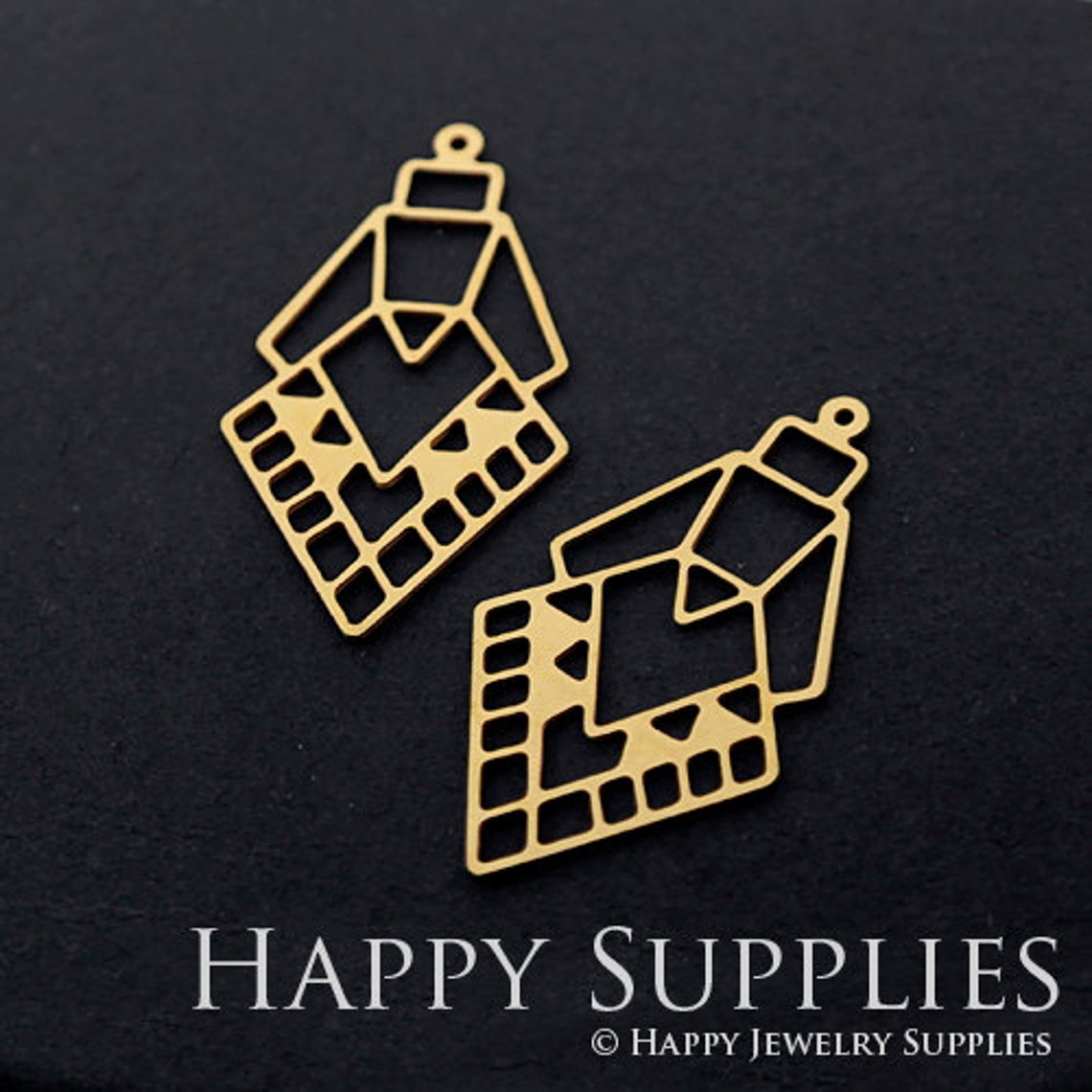 2pcs Brass Jewelry Charms, Geometry Raw Brass Earring Charms, Brass Jewelry Pendants, Raw Brass Jewelry Findings, Brass Pendants Jewelry Wholesale (RD299)