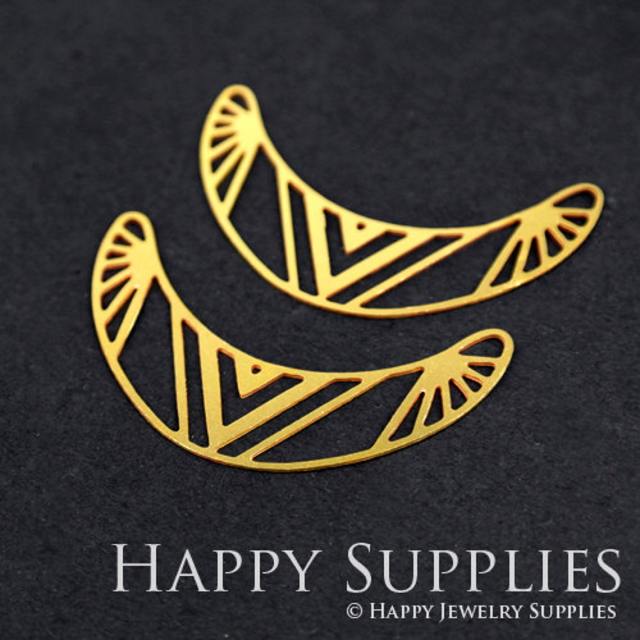 2pcs Brass Jewelry Charms, Geometric Moon Raw Brass Earring Charms, Brass Jewelry Pendants, Raw Brass Jewelry Findings, Brass Pendants Jewelry Wholesale (RD265)