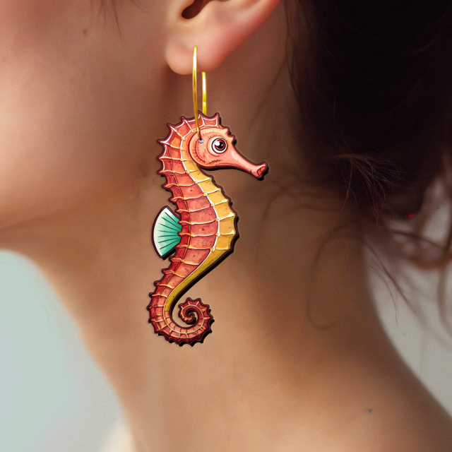 2pcs Handmade Jewelry Making Supplies Beads Cut Wooden Seahorse Charm For DIY Necklace Earring Brooch (WE392)