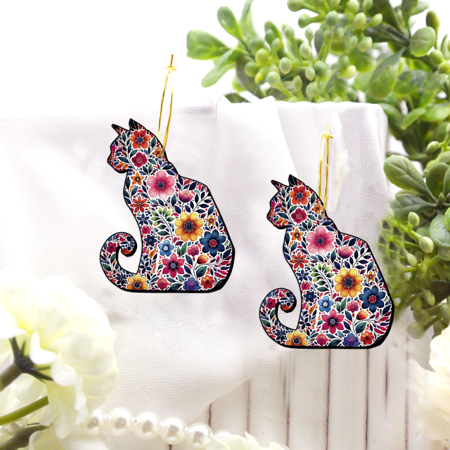 2pcs Handmade Jewelry Making Supplies Beads Cut Wooden Cat Charm For DIY Necklace Earring Brooch (WE373)