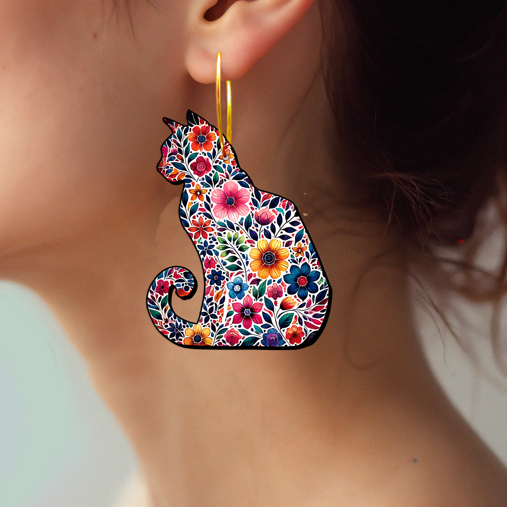 2pcs Handmade Jewelry Making Supplies Beads Cut Wooden Cat Charm For DIY Necklace Earring Brooch (WE373)