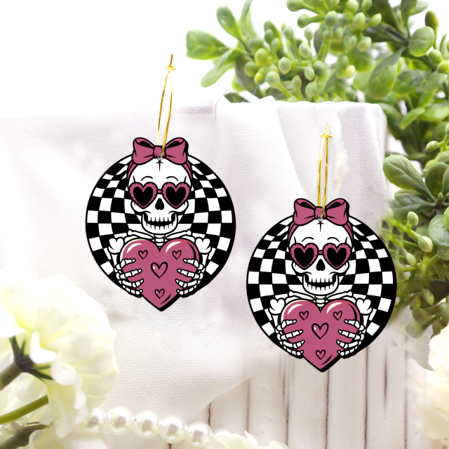 2pcs Handmade Jewelry Making Supplies Beads Cut Wooden Skull  Charm For DIY Necklace Earring Brooch (WE374)
