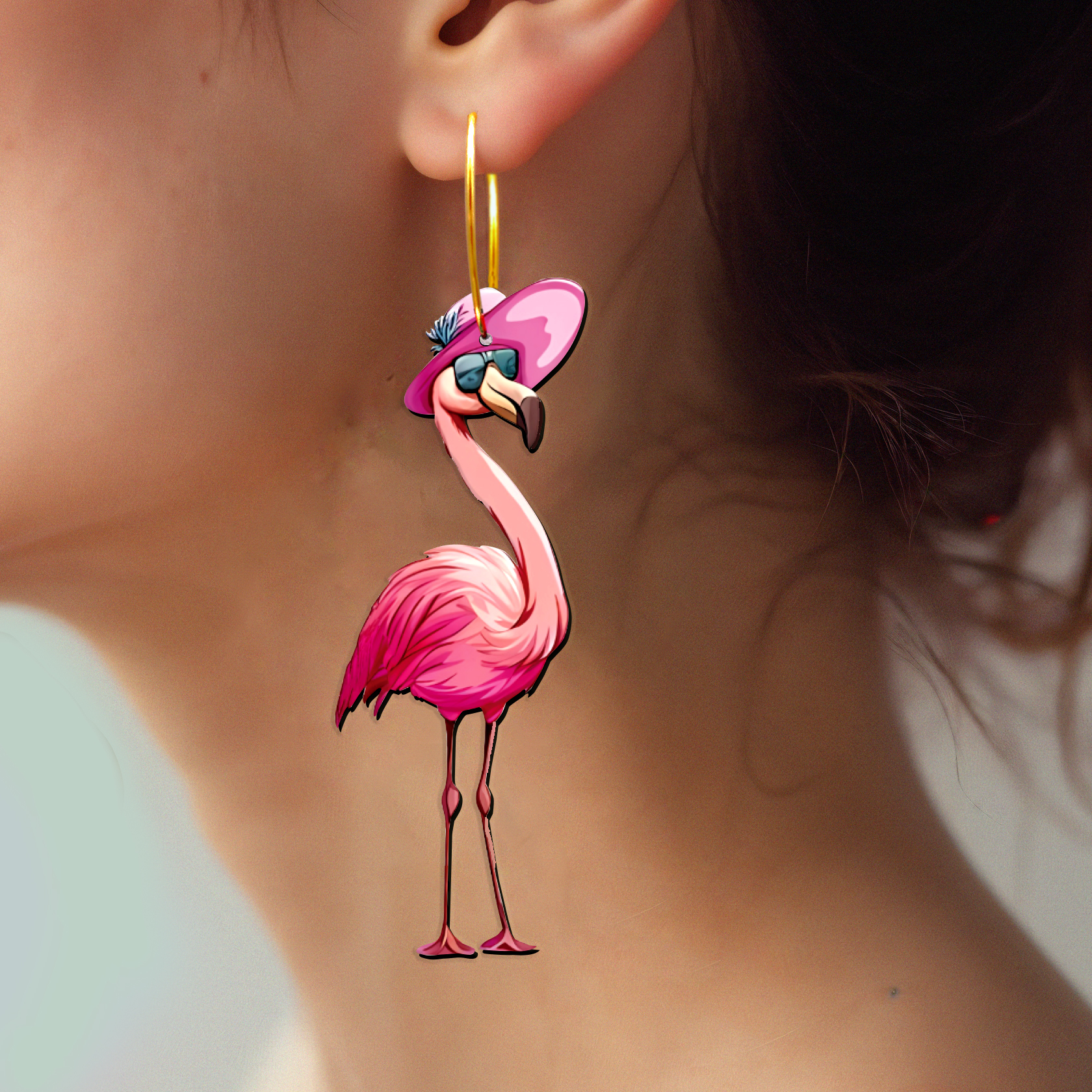 2pcs Handmade Jewelry Making Supplies Beads Cut Wooden Flamingo Charm For DIY Necklace Earring Brooch (WE393)