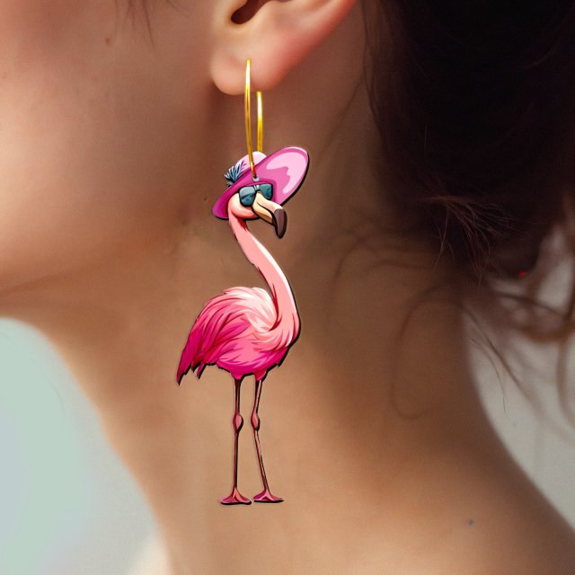 2pcs Handmade Jewelry Making Supplies Beads Cut Wooden Flamingo Charm For DIY Necklace Earring Brooch (WE393)
