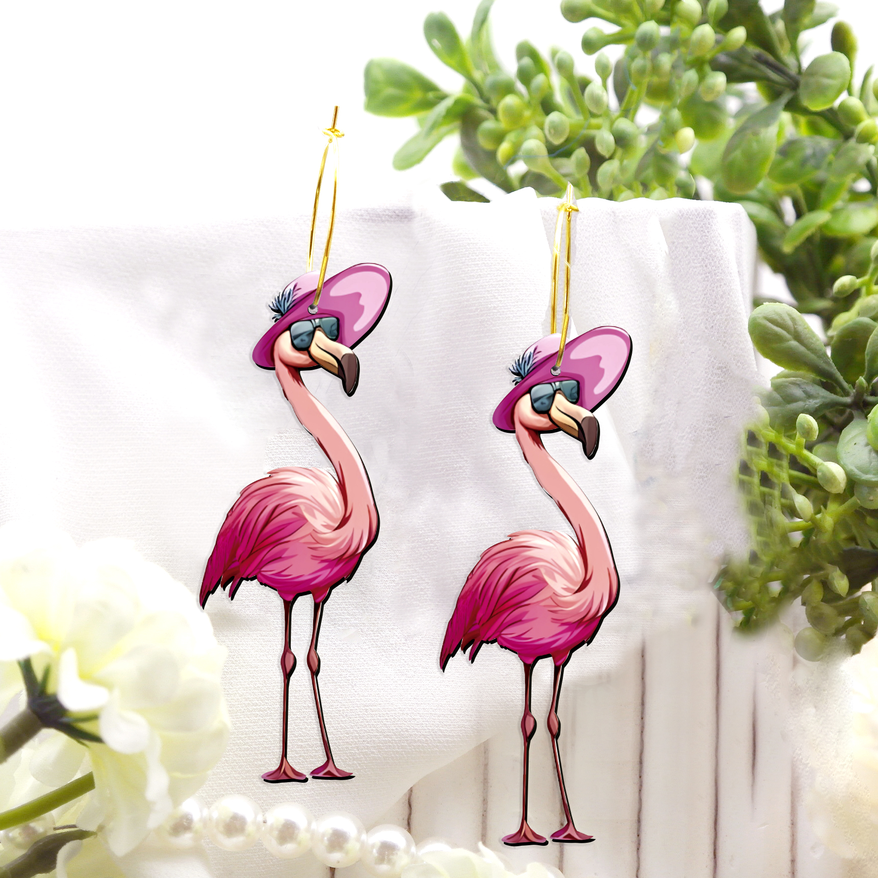 2pcs Handmade Jewelry Making Supplies Beads Cut Wooden Flamingo Charm For DIY Necklace Earring Brooch (WE393)