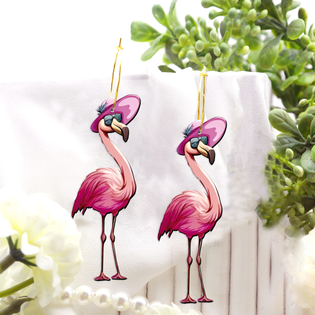 2pcs Handmade Jewelry Making Supplies Beads Cut Wooden Flamingo Charm For DIY Necklace Earring Brooch (WE393)