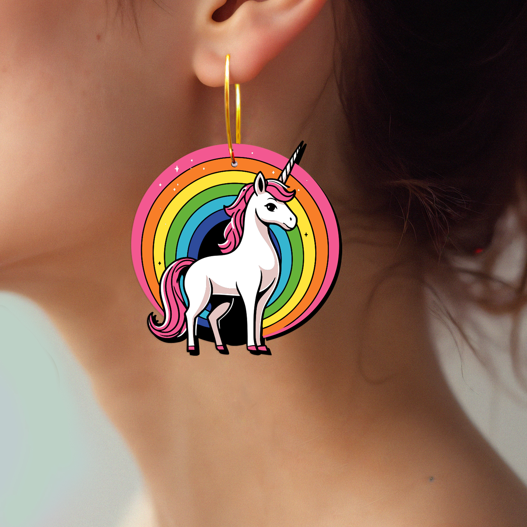 2pcs Handmade Jewelry Making Supplies Beads Cut Wooden Unicorn Charm For DIY Necklace Earring Brooch (WE376)