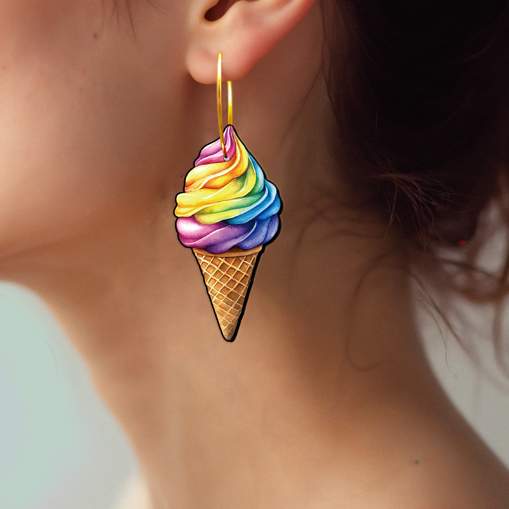 2pcs Handmade Jewelry Making Supplies Beads Cut Wooden Ice cream Charm For DIY Necklace Earring Brooch (WE395)