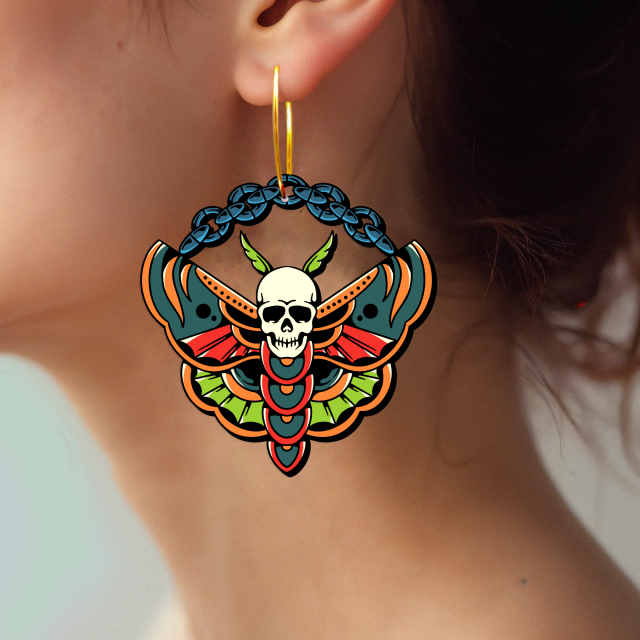 2pcs Handmade Jewelry Making Supplies Beads Cut Wooden Skull Charm For DIY Necklace Earring Brooch (WE378)