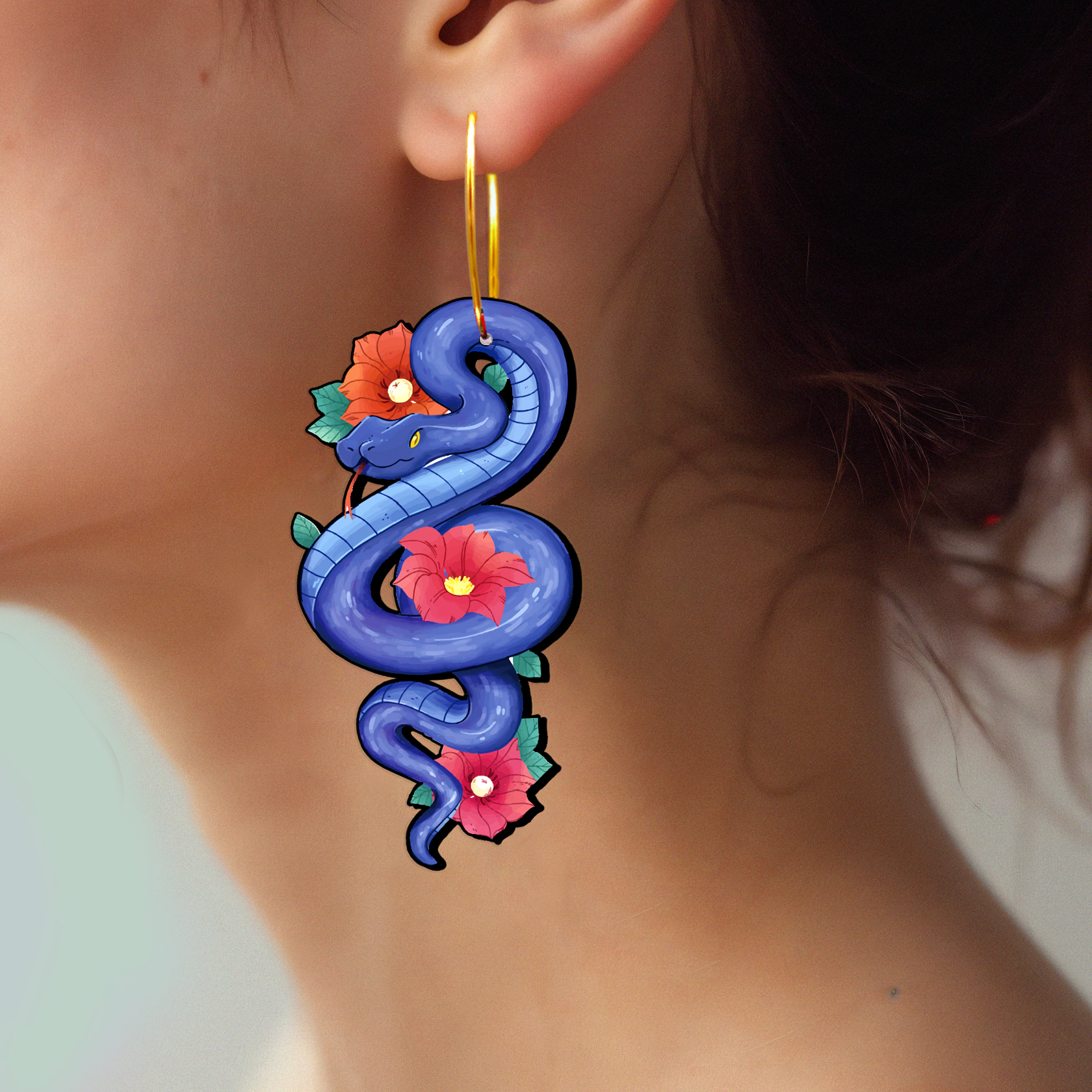 2pcs Handmade Jewelry Making Supplies Beads Cut Wooden Snake Charm For DIY Necklace Earring Brooch (WE379)