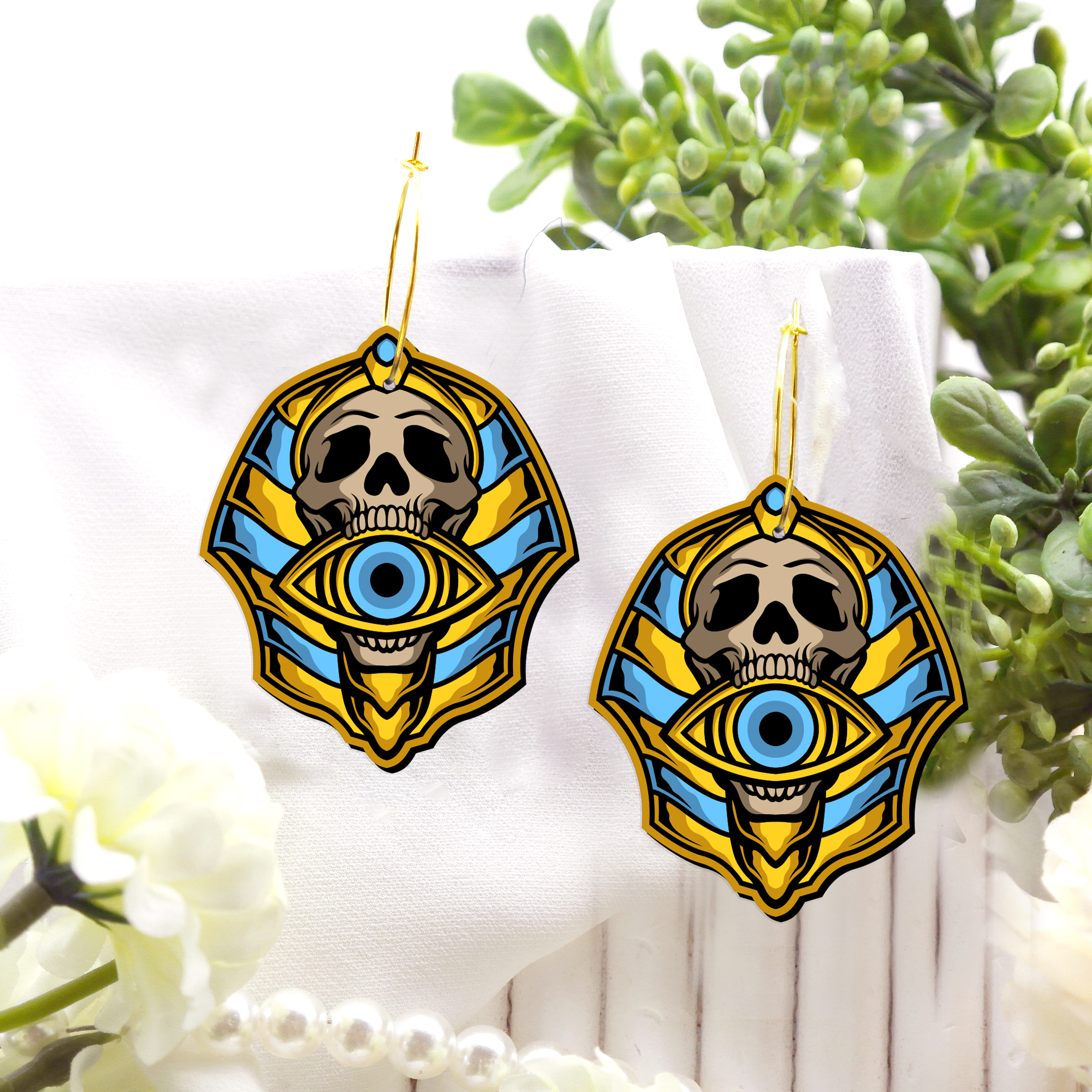 2pcs Handmade Jewelry Making Supplies Beads Cut Wooden Mummy skull Charm For DIY Necklace Earring Brooch (WE380)