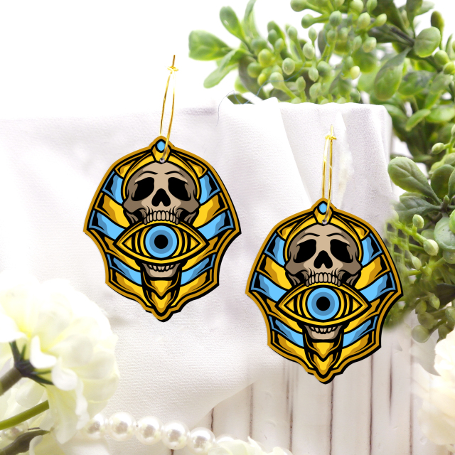 2pcs Handmade Jewelry Making Supplies Beads Cut Wooden Mummy skull Charm For DIY Necklace Earring Brooch (WE380)