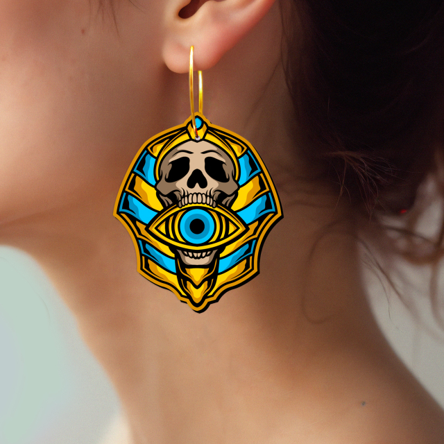 2pcs Handmade Jewelry Making Supplies Beads Cut Wooden Mummy skull Charm For DIY Necklace Earring Brooch (WE380)