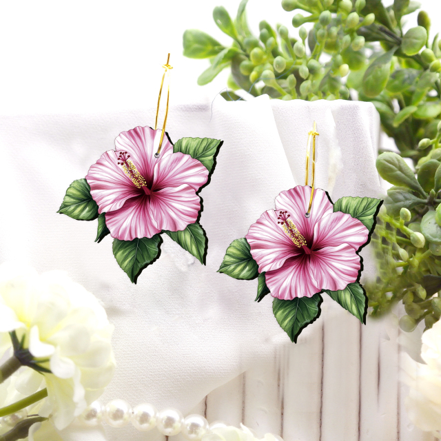 2pcs Handmade Jewelry Making Supplies Beads Cut Wooden Flower Charm For DIY Necklace Earring Brooch (WE384)