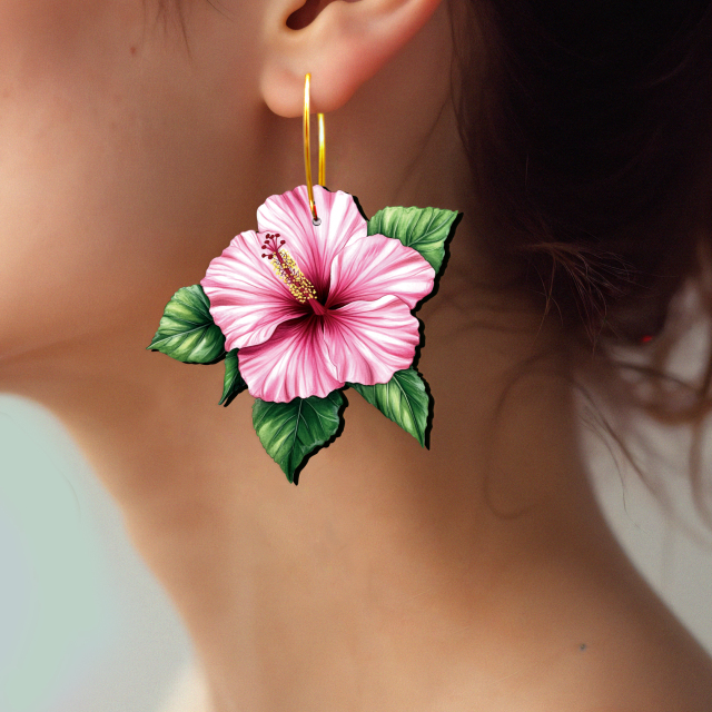 2pcs Handmade Jewelry Making Supplies Beads Cut Wooden Flower Charm For DIY Necklace Earring Brooch (WE384)