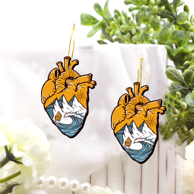 2pcs Handmade Jewelry Making Supplies Beads Cut Wooden Heart Charm For DIY Necklace Earring Brooch (WE382)