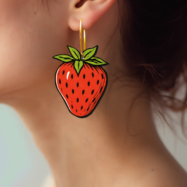 2pcs Handmade Jewelry Making Supplies Beads Cut Wooden Strawberry Charm For DIY Necklace Earring Brooch (WE385)