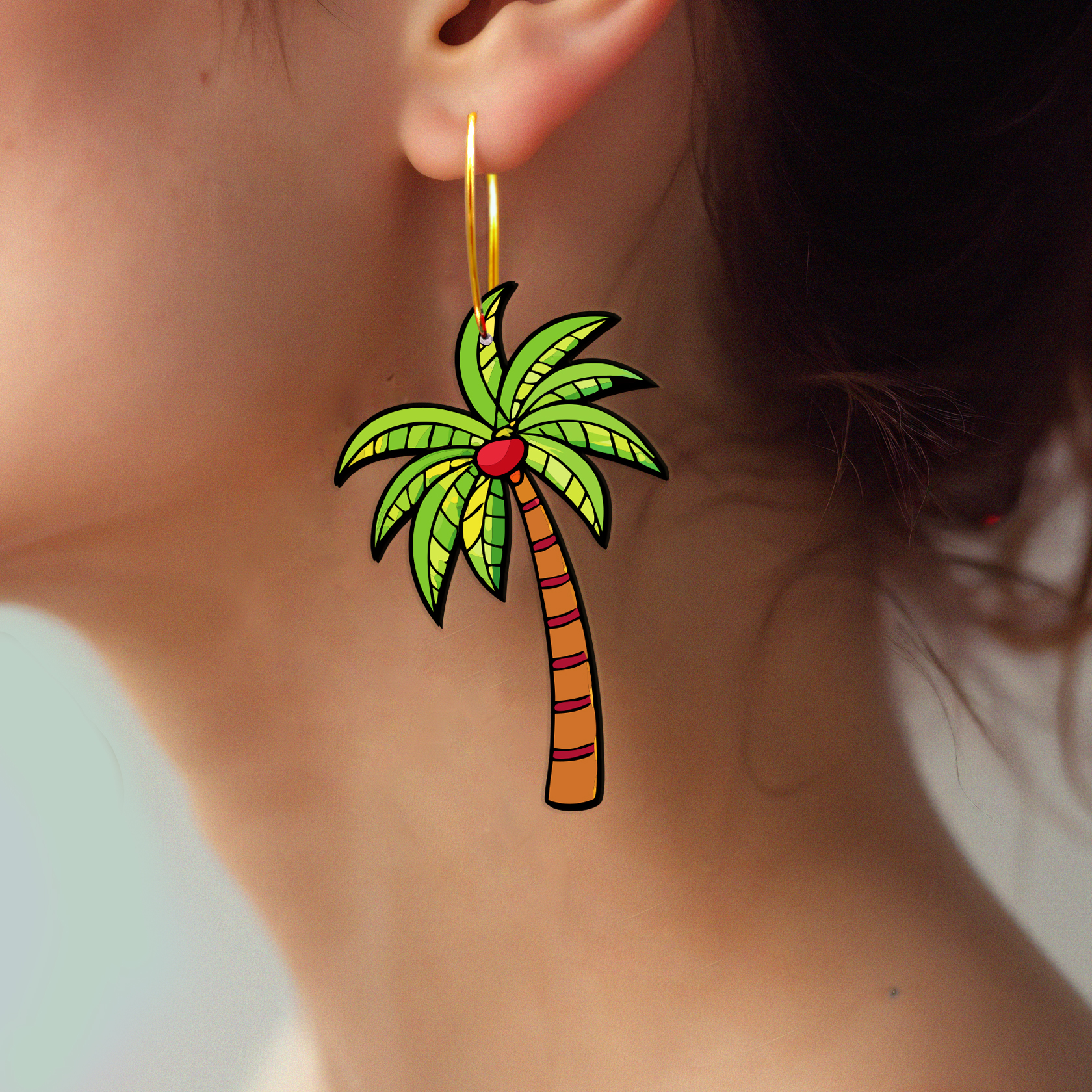 2pcs Handmade Jewelry Making Supplies Beads Cut Wooden Coconut tree Charm For DIY Necklace Earring Brooch (WE386)