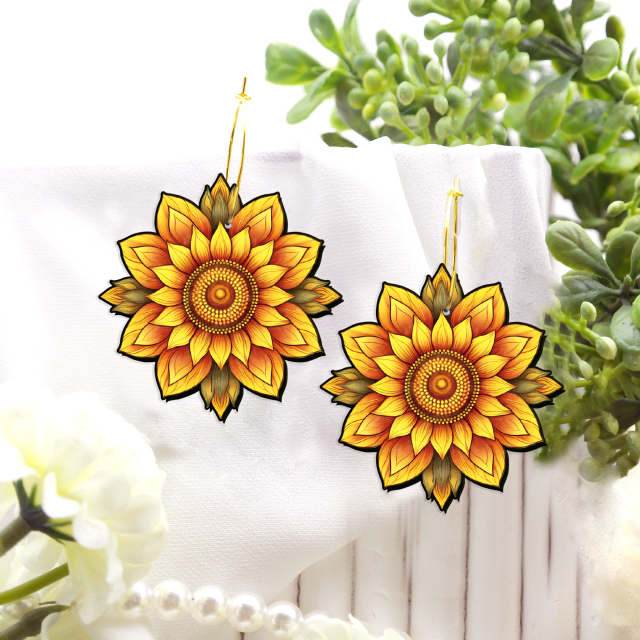 2pcs Handmade Jewelry Making Supplies Beads Cut Wooden Sunflower Charm For DIY Necklace Earring Brooch (WE387)