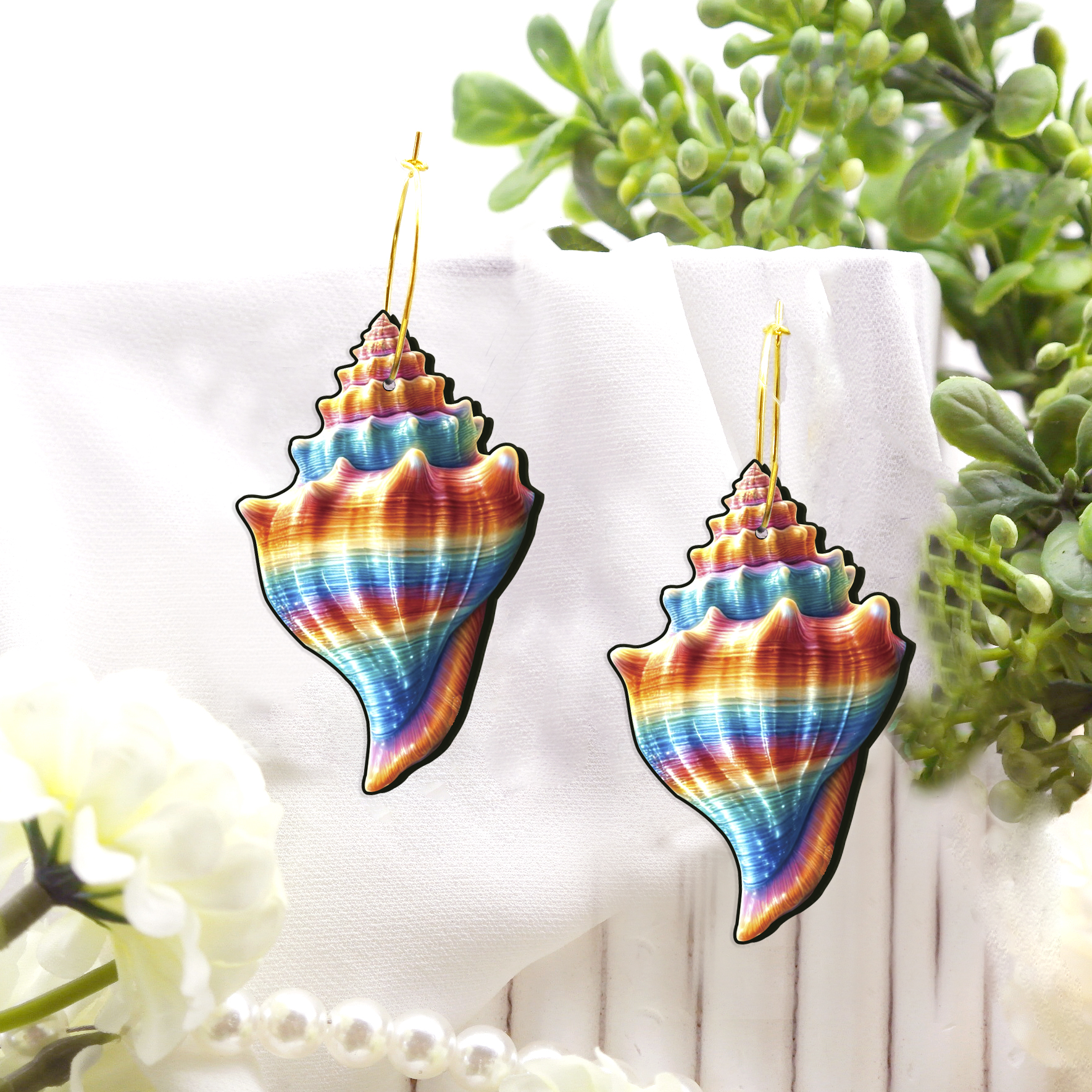2pcs Handmade Jewelry Making Supplies Beads Cut Wooden Conch Charm For DIY Necklace Earring Brooch (WE388)