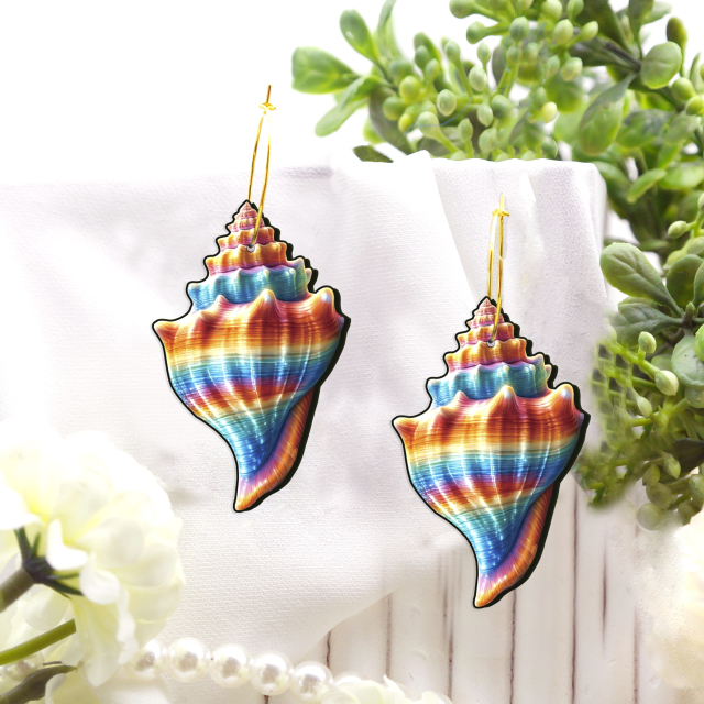 2pcs Handmade Jewelry Making Supplies Beads Cut Wooden Conch Charm For DIY Necklace Earring Brooch (WE388)
