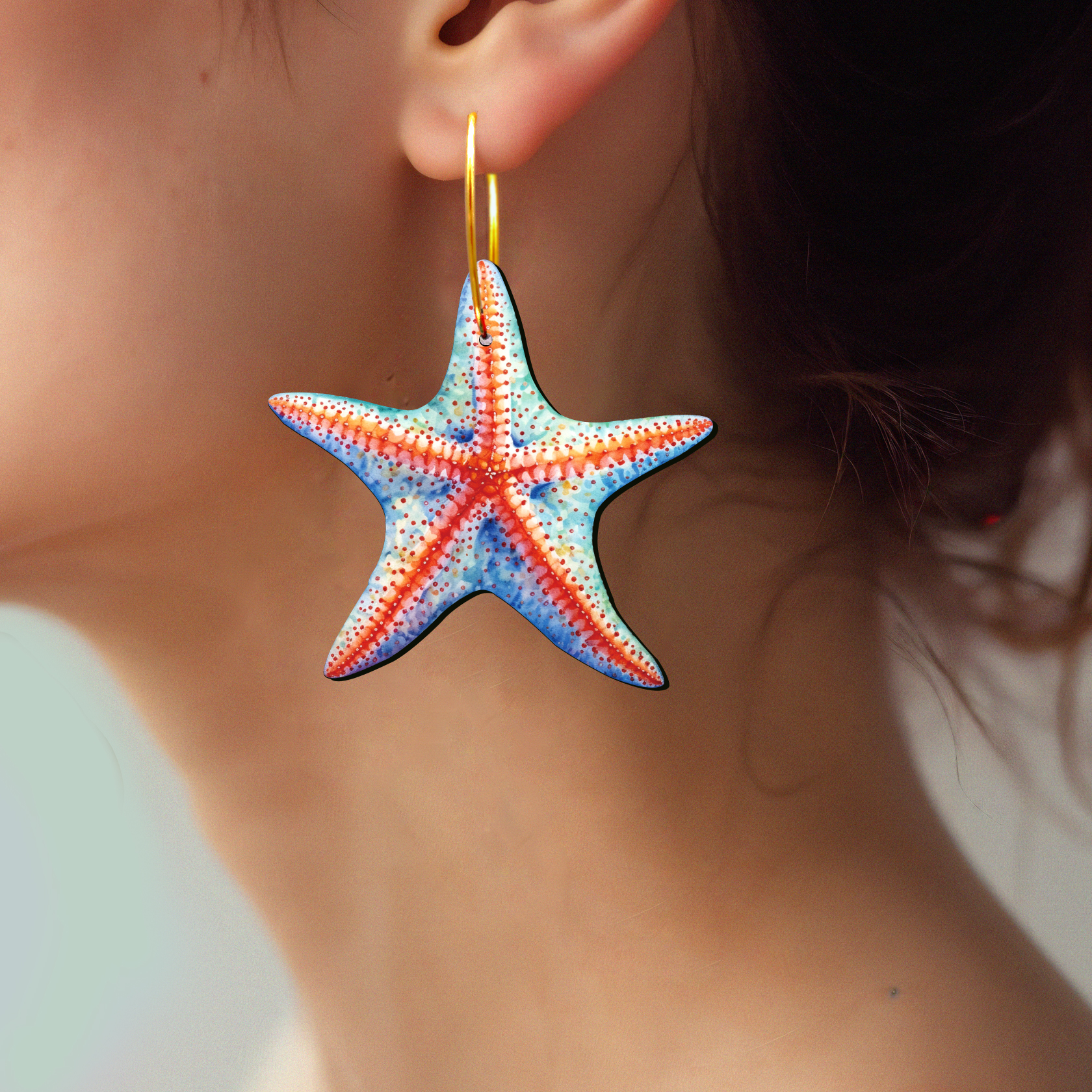 2pcs Handmade Jewelry Making Supplies Beads Cut Wooden Starfish Charm For DIY Necklace Earring Brooch (WE389)