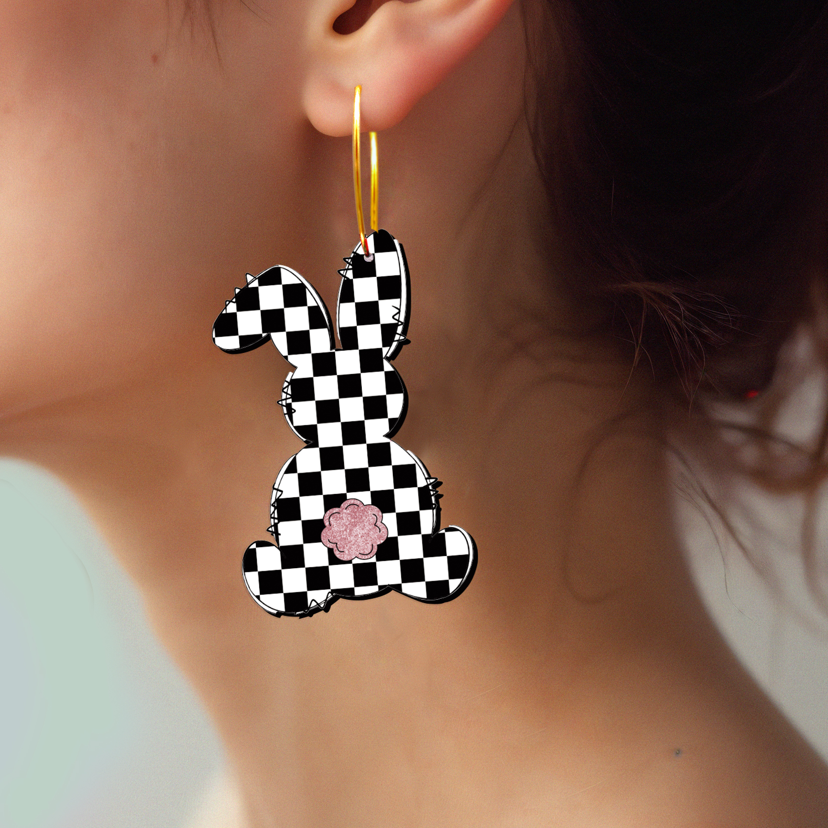 2pcs Handmade Jewelry Making Supplies Beads Cut Wooden Rabbit Charm For DIY Necklace Earring Brooch (WE369)