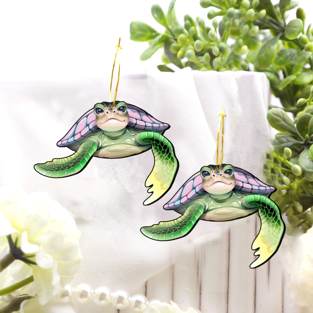 2pcs Handmade Jewelry Making Supplies Beads Cut Wooden Turtle Charm For DIY Necklace Earring Brooch (WE390)